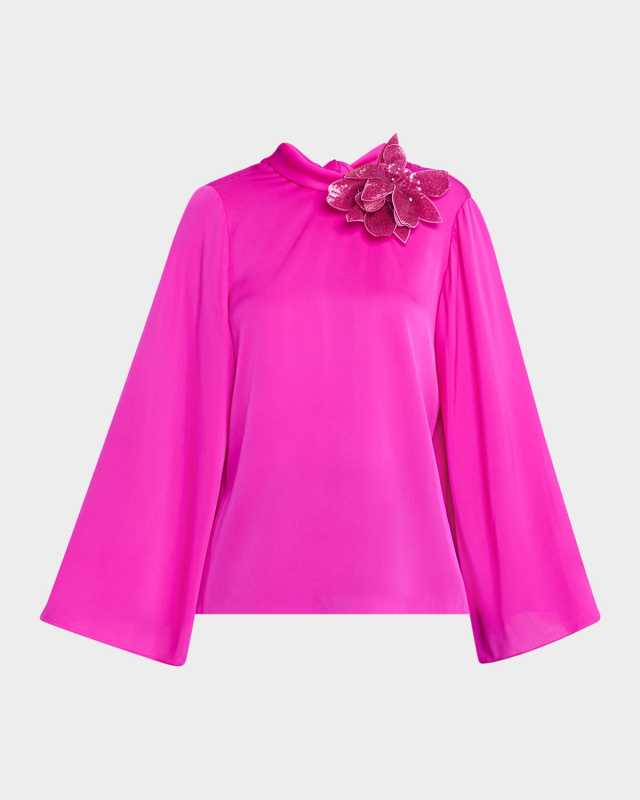 Sequin Floral Applique Blouse